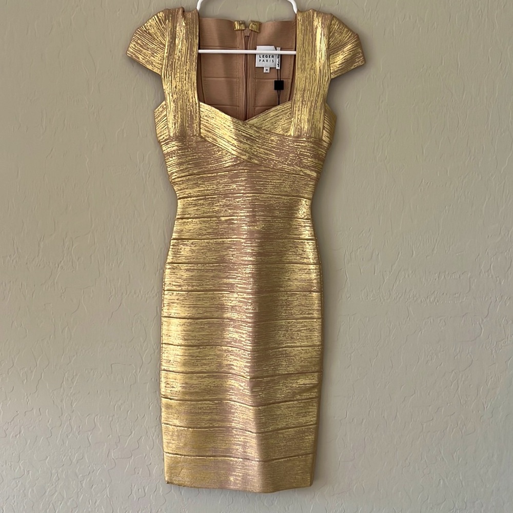 Beautiful gold Herve Leger Dress